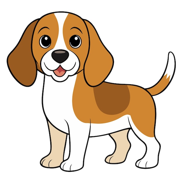 Happy Cartoon Beagle Puppy Illustration Vector