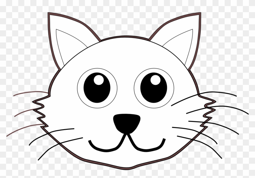 Cute Cartoon Cat Face Clipart & Coloring Page | Free Download