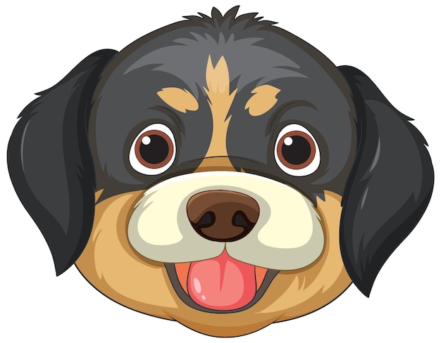 Cute Happy Cartoon Dog Face Mascot Illustration