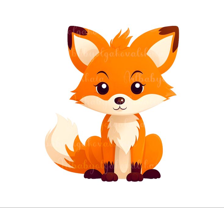 Cute Cartoon Fox Illustration - Adorable Orange Animal Character