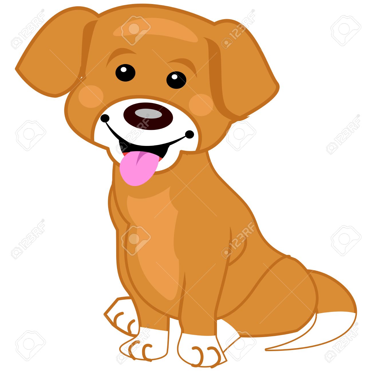 Happy Cartoon Dog Vector Illustration | Cute Puppy Clipart