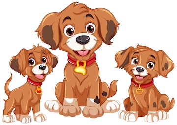 Adorable Cartoon Puppies Illustration - Vector Dog Family