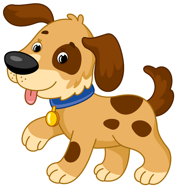 Cute Cartoon Puppy Illustration with Blue Collar