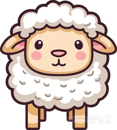 Cute Cartoon Sheep Clipart - Adorable Farm Animal Illustration