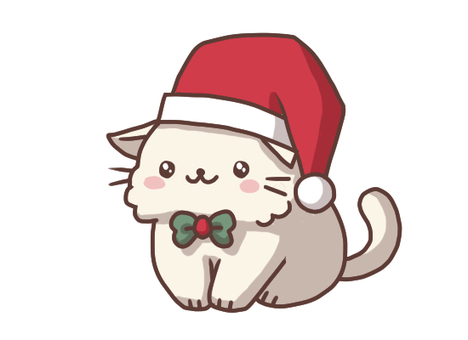 Cute Christmas Cat in Santa Hat - Free Kawaii Vector Art