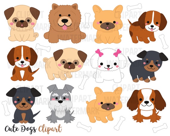Cute Dog Clipart Collection - Adorable Cartoon Puppy Vector Pack