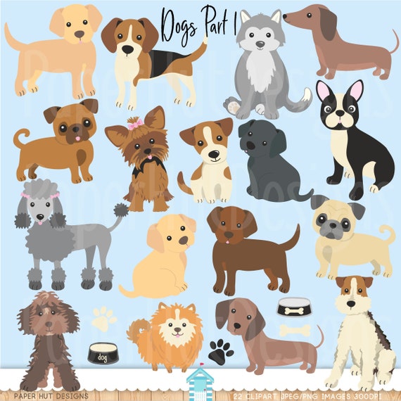Cute Dog Clipart Collection: Part 1 Digital Illustrations