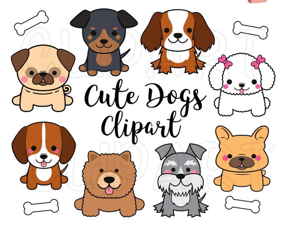 Cute Dogs Clipart: Adorable Cartoon Puppy Illustrations & Vector Art