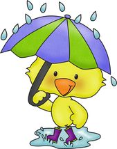 Adorable Duck with Umbrella in Rain - Free Weather Illustration