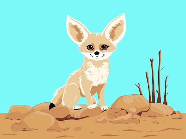 Adorable Fennec Fox Illustration: Desert Wildlife Vector Art