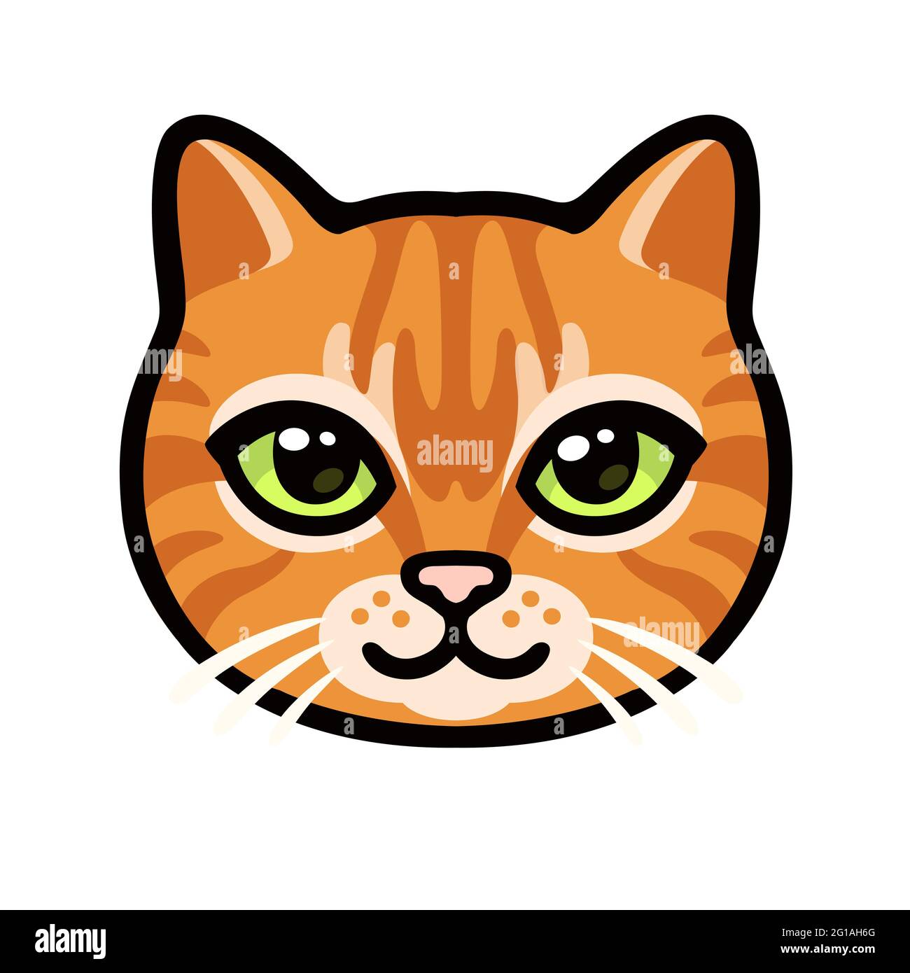 Cute Orange Tabby Cat Face Vector Illustration | Stock Art