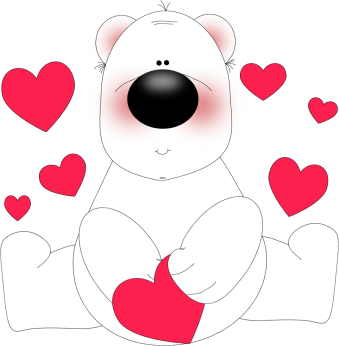 Cute Polar Bear Holding Heart - Valentine's Day Clipart