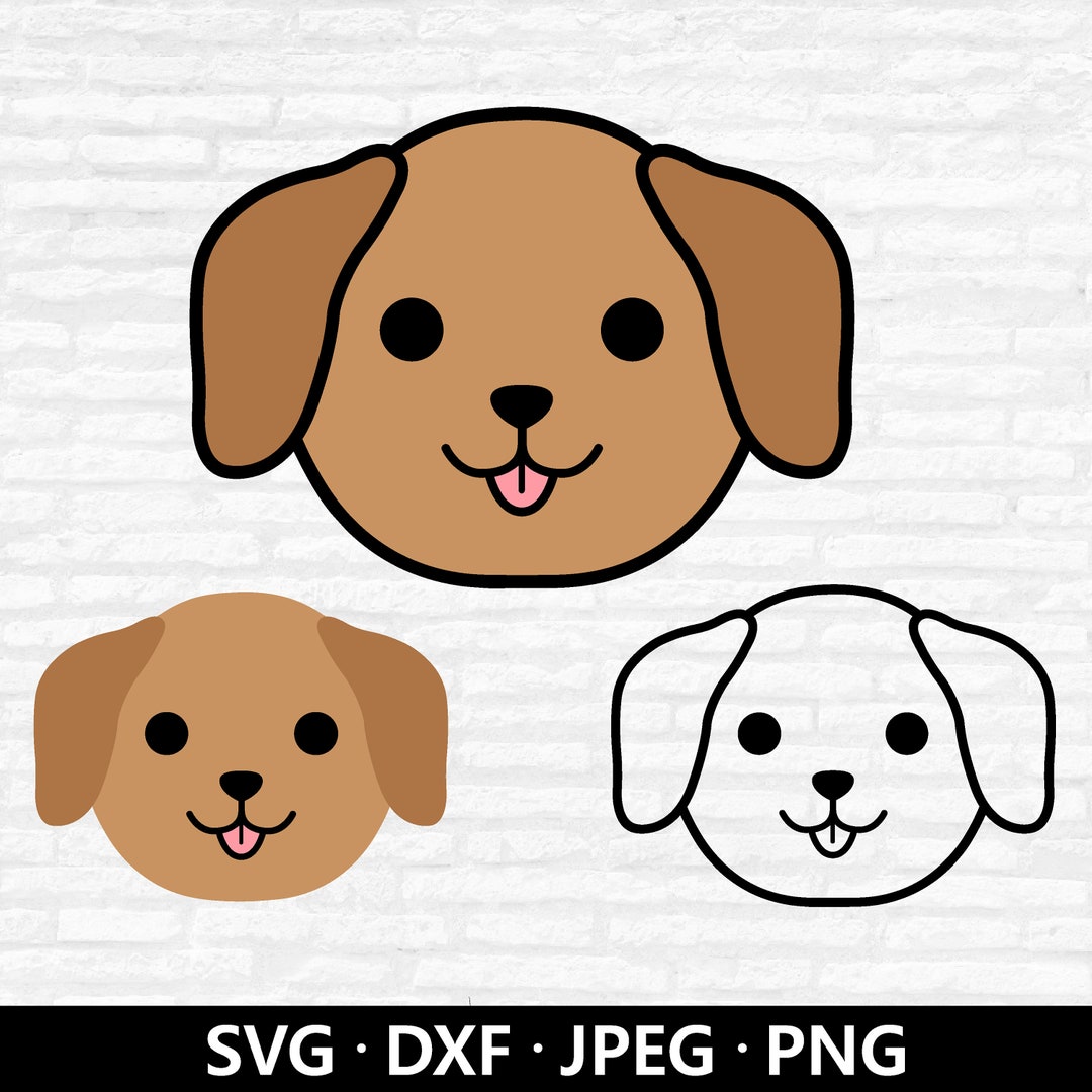 Cute Puppy Face SVG & DXF Cut Files - Dog Face Clipart Bundle