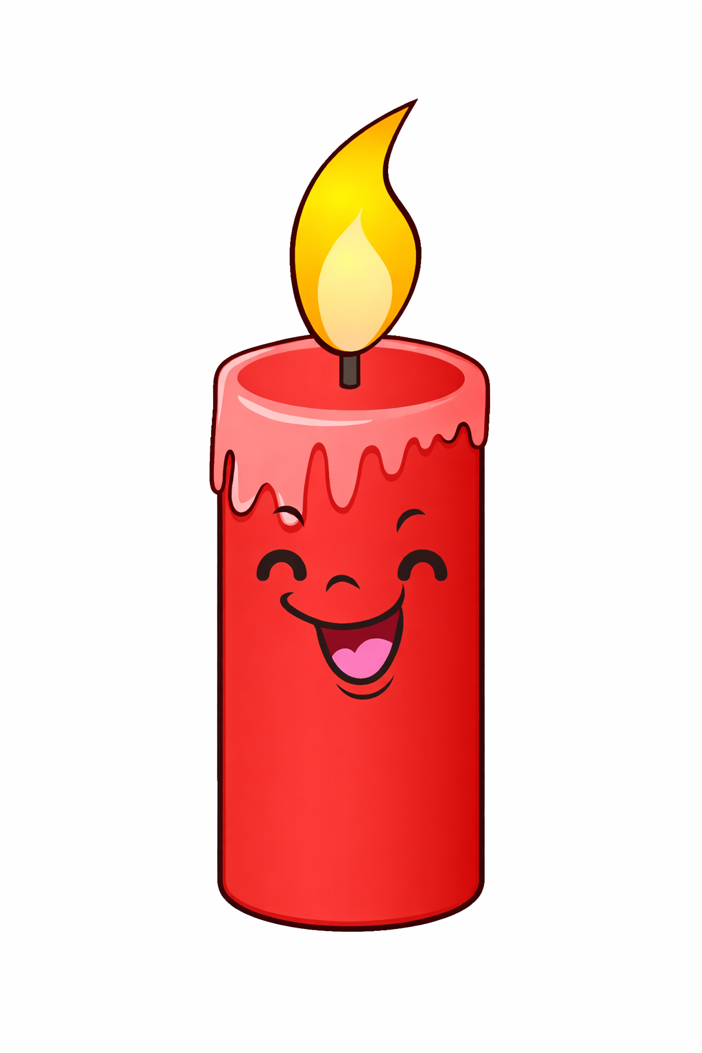 Cute Red Cartoon Candle with Happy Face - Free Clipart