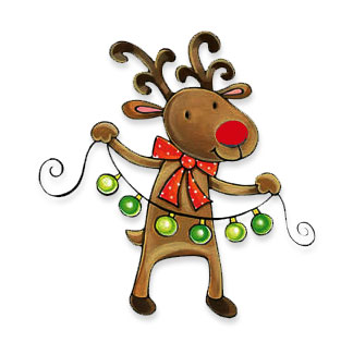 Cute Cartoon Reindeer with Christmas Lights Illustration