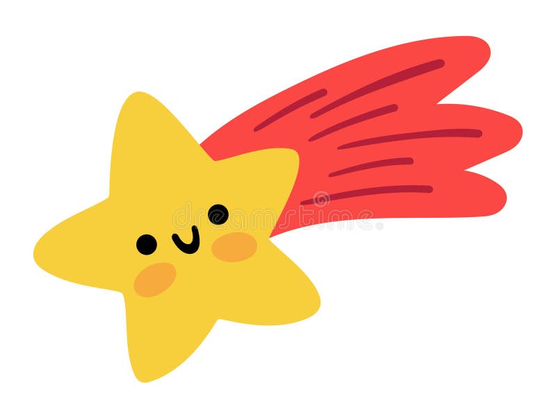 Cute Shooting Star Cartoon | Kawaii Star Illustration