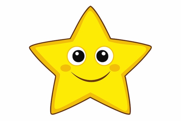 Happy yellow star character with rosy cheeks and smiling face.