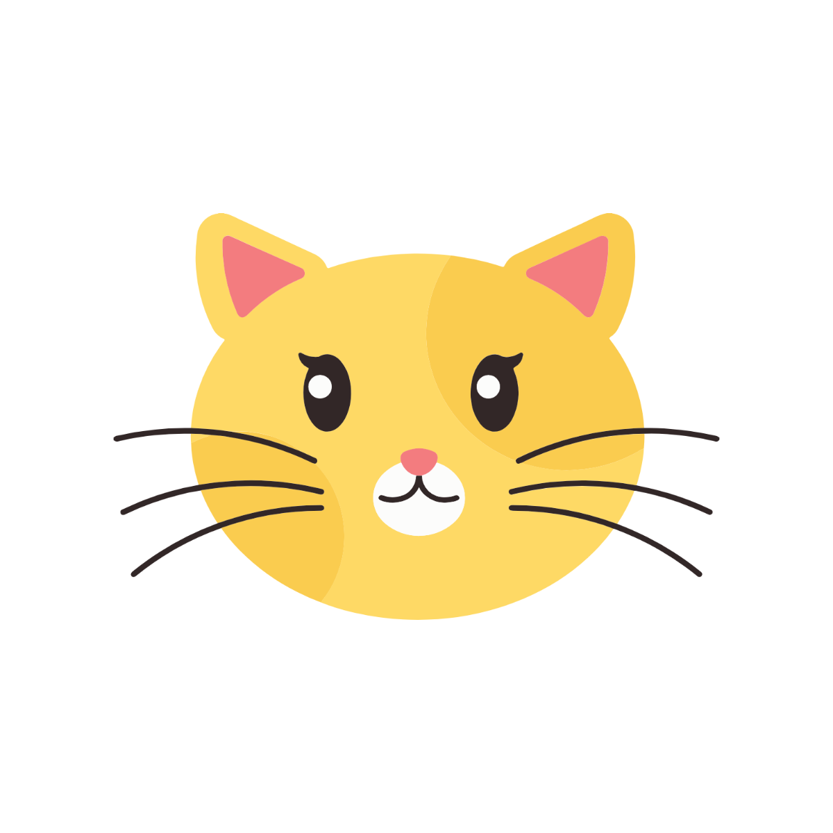 Adorable Yellow Cat Face Illustration - Free Cartoon Cat Icon
