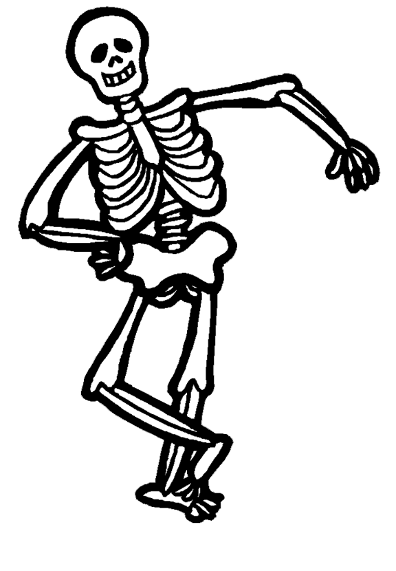 Dancing Skeleton Clipart - Free Black and White Outline