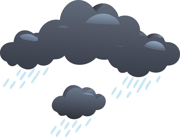 Dark grey storm clouds with falling rain illustration.