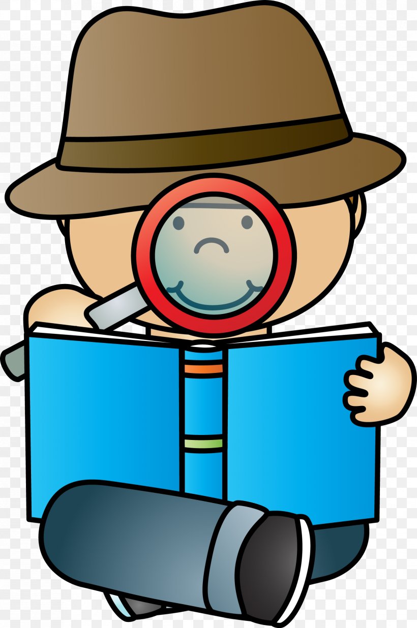 Detective Investigating Book Clip Art - Research Illustration