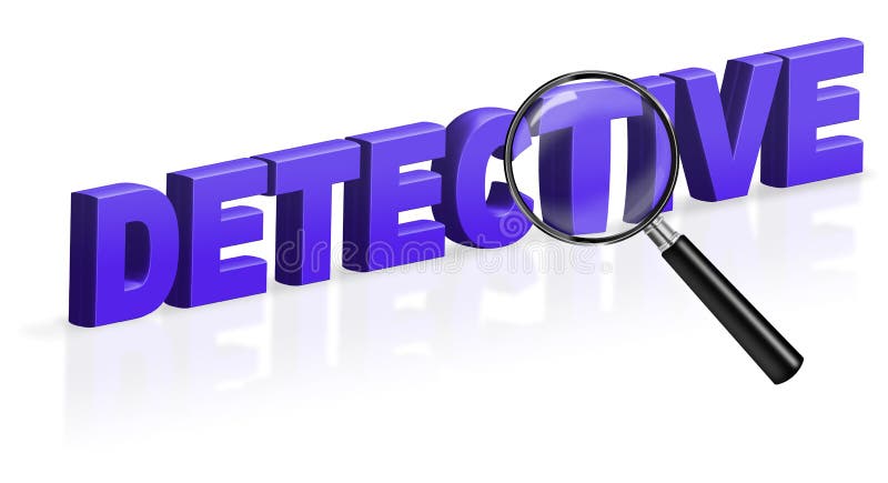 Detective Concept: 3D Text with Magnifying Glass Inspection