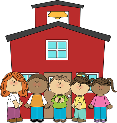 Diverse Children Standing in Front of School Building Illustration
