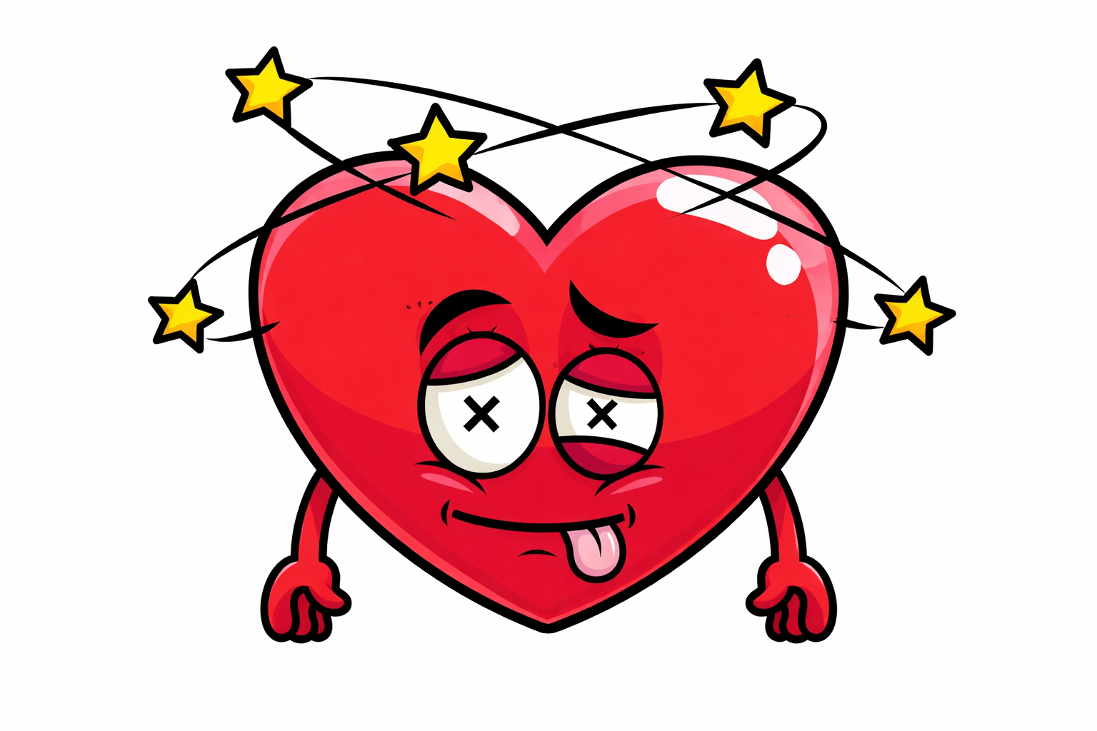 Dizzy Cartoon Heart Clip Art with Stars Circling Head