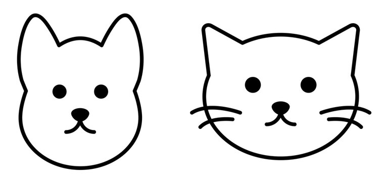 Minimalist Dog and Cat Face Line Art Icons | Free Download