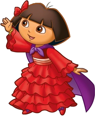 Dora the Explorer in Flamenco Dress - Dancing Character Illustration
