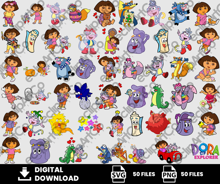 Dora the Explorer Clipart Bundle - 100 SVG & PNG Files Download