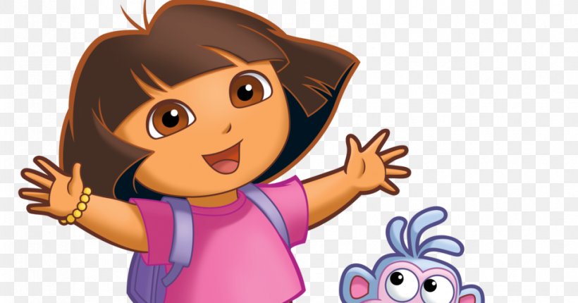 Dora the Explorer smiling with open arms and Boots the monkey.