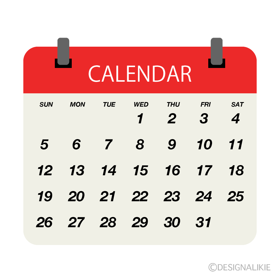 Generic Monthly Calendar Illustration with Red Header | Free Vector