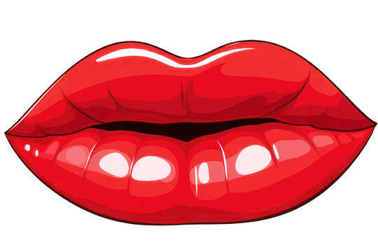 Glossy bright red lips vector illustration