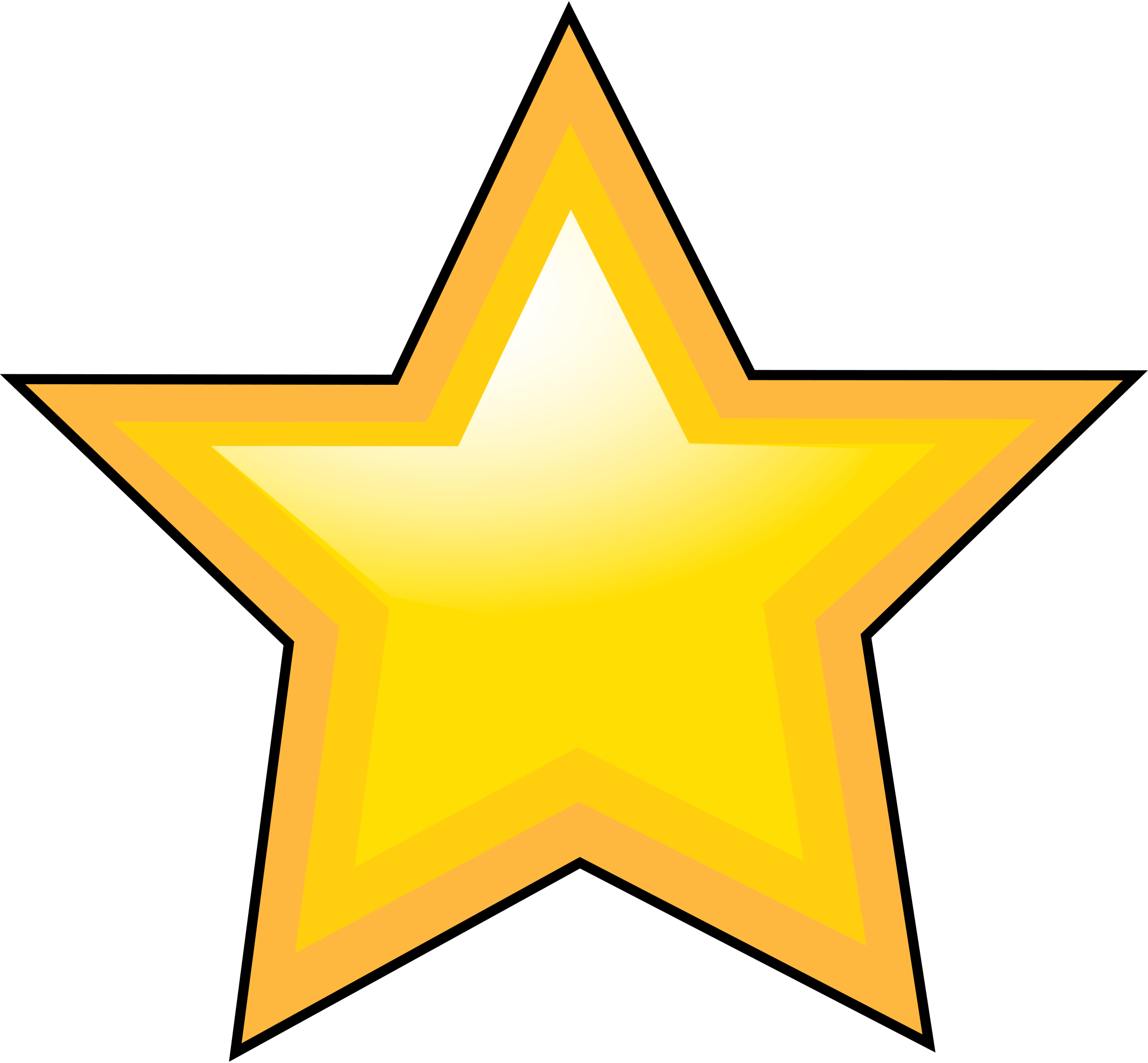 Glossy yellow five-pointed star icon with black outline and orange shading.