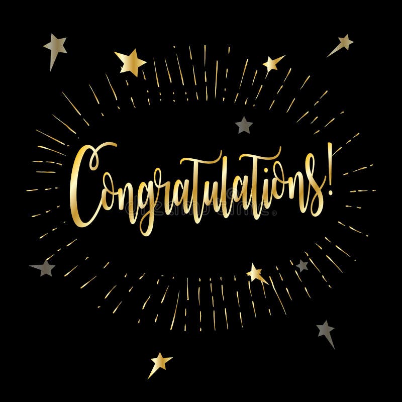 Elegant Gold Congratulations Card with Stars and Sunburst | Free Vector