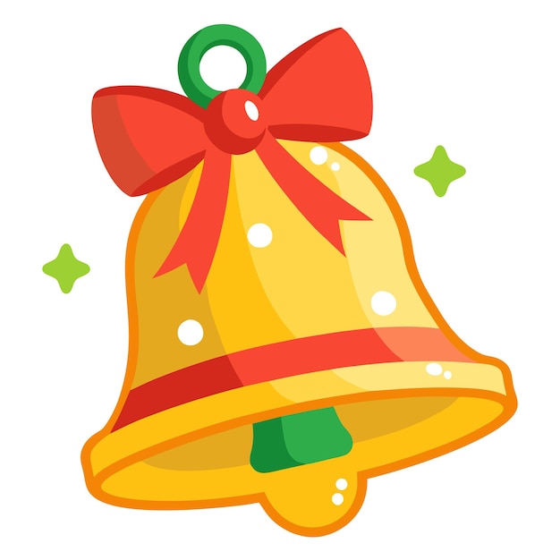 Golden Christmas Bell with Red Bow - Free Vector Illustration