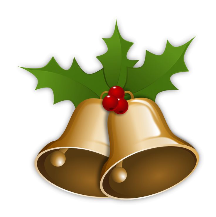 Golden Christmas Bells with Holly | Festive Holiday Clip Art