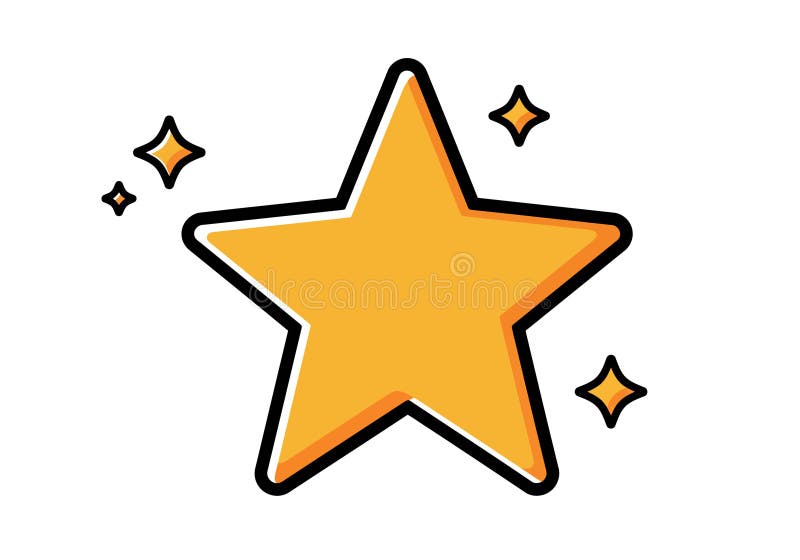 Golden Star Icon with Sparkles - Vector Illustration