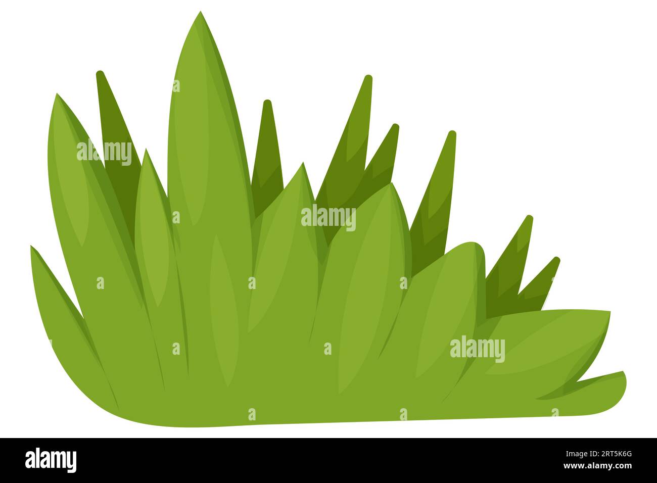 Green grass blades illustration in flat cartoon style with multiple pointed leaves growing upward