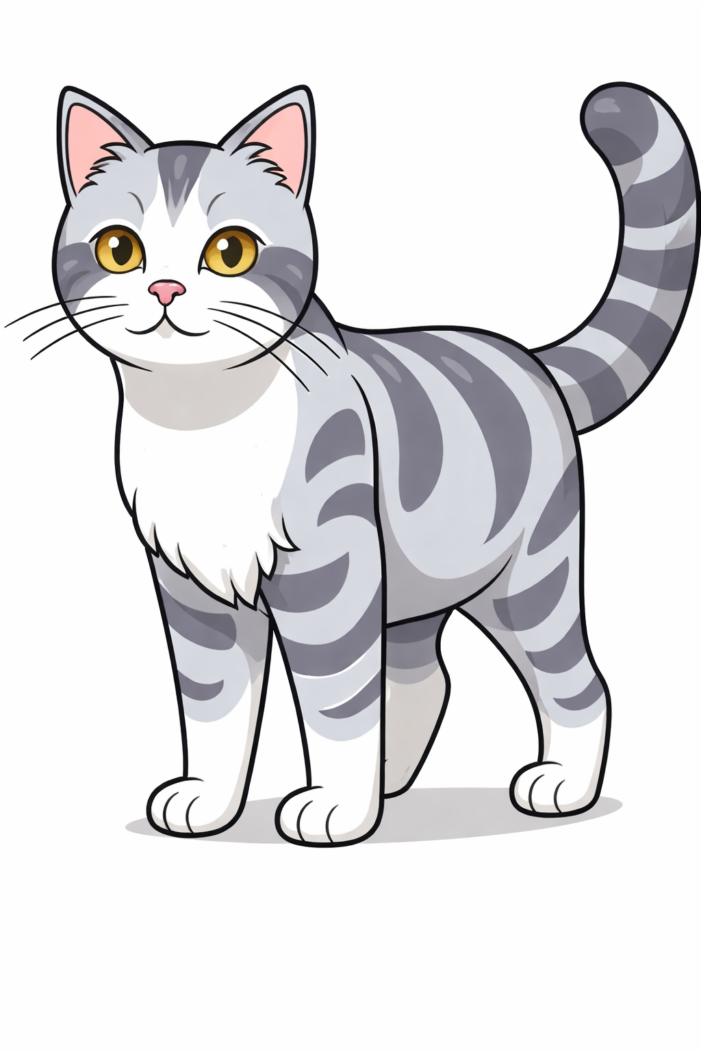 Grey Tabby Cat Cartoon Illustration | Free Clip Art