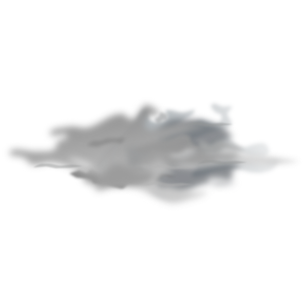Grey cartoon cloud or smoke puff isolated on white background.