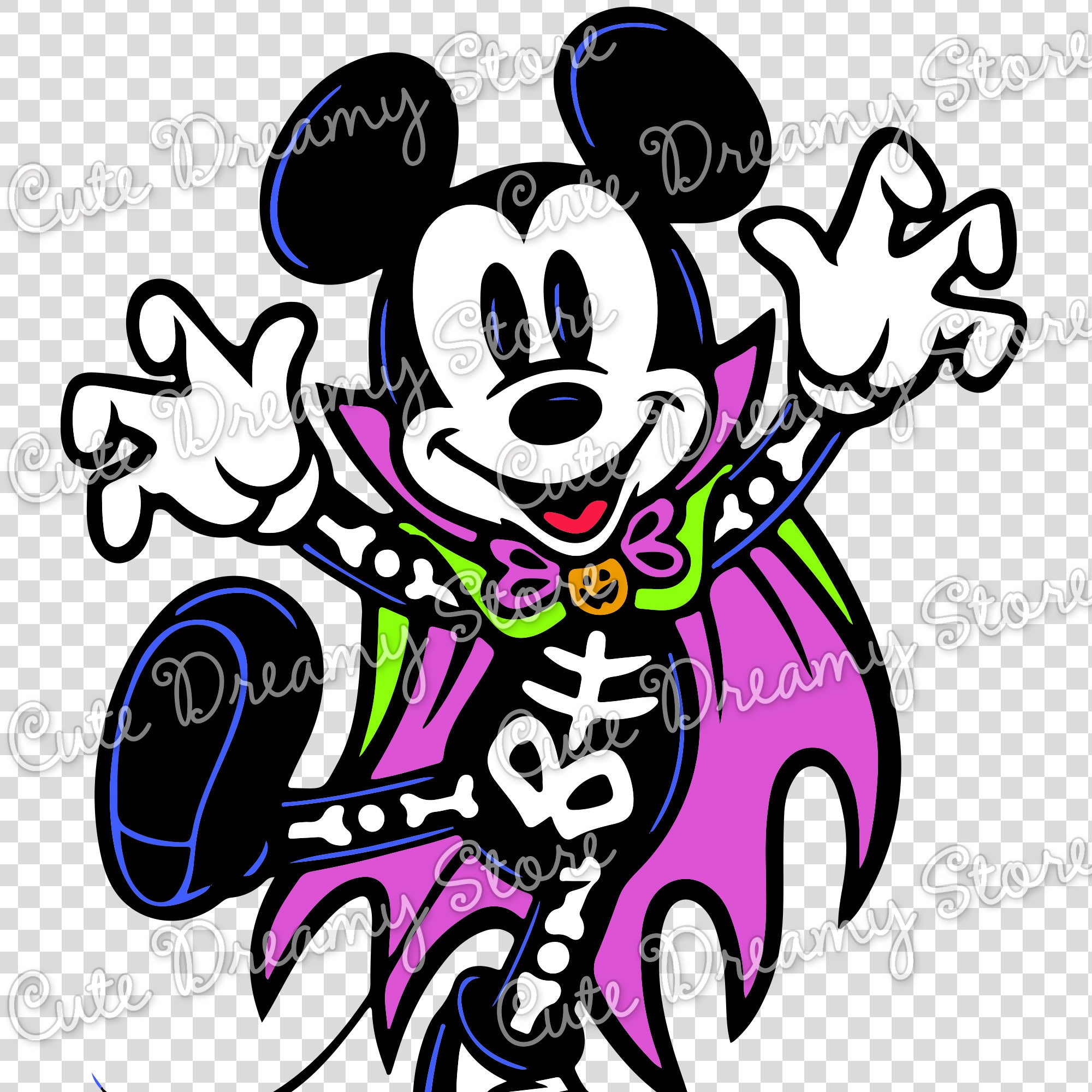 Halloween Mickey Mouse Vampire Skeleton Costume SVG & PNG