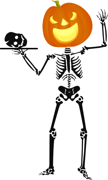 Halloween Skeleton with Pumpkin Head - Festive Holiday Illustration