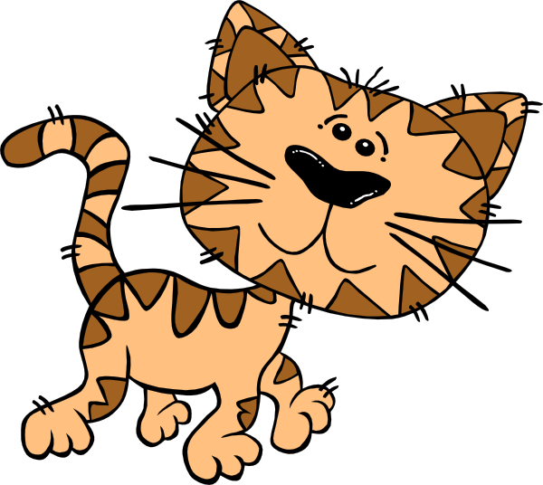 Happy Orange Tabby Cartoon Cat Clip Art Illustration