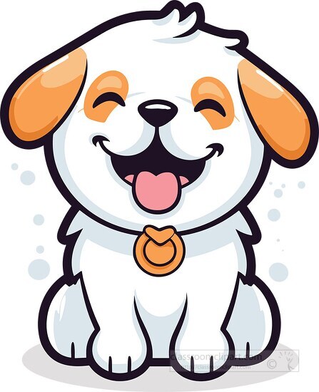 Happy White Dog Cartoon Illustration