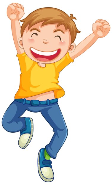 Excited Boy Jumping for Joy Illustration