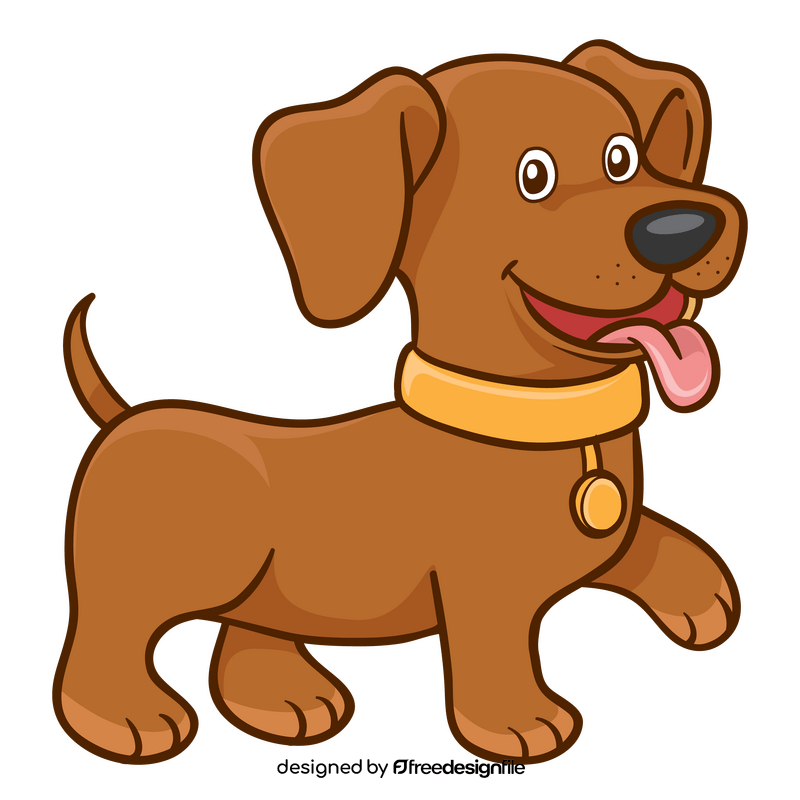 Happy Brown Puppy Illustration with Yellow Collar
