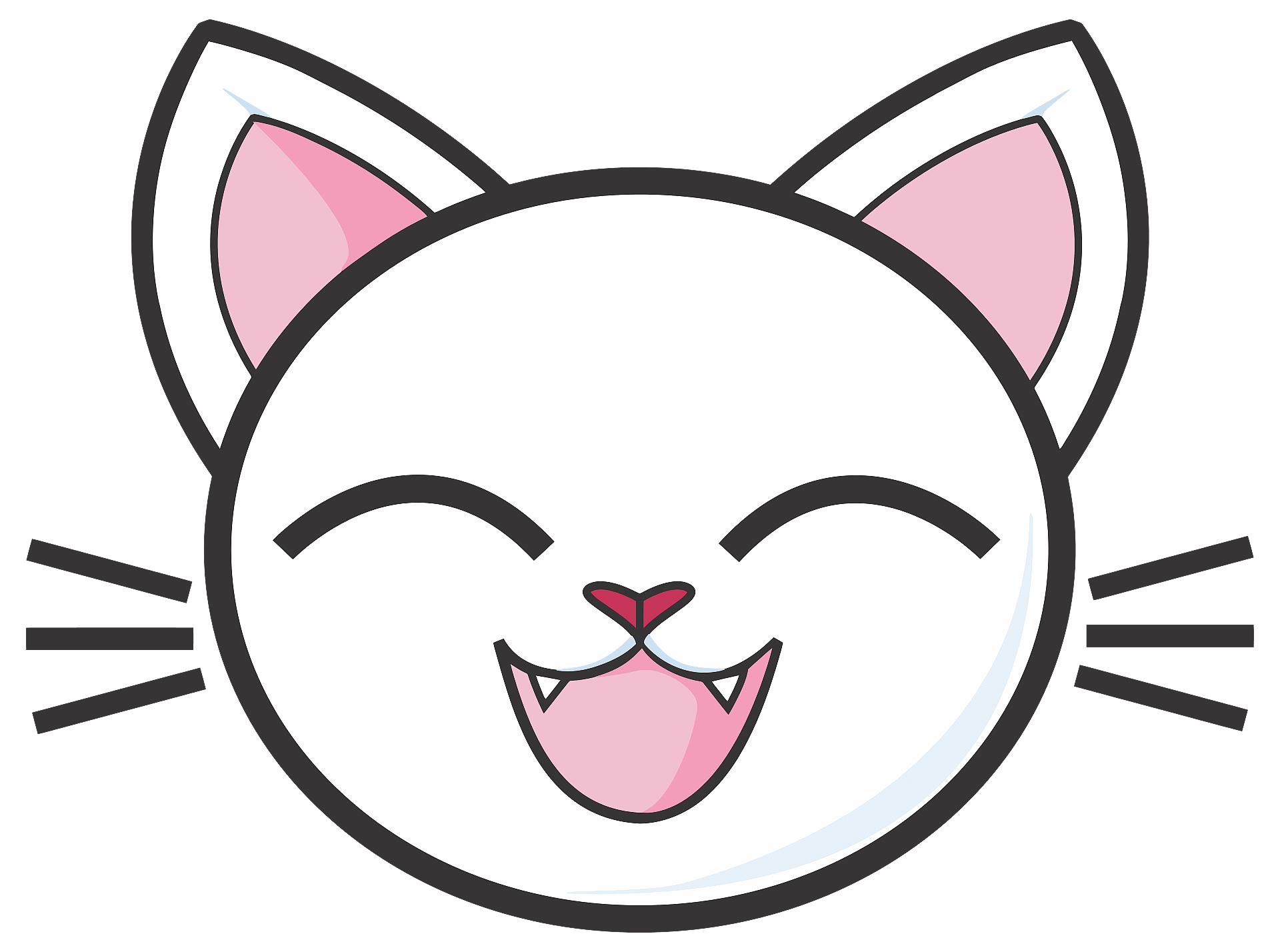 Happy Cartoon Cat Face Vector Illustration | Cute Kawaii Art