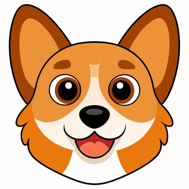 Happy Cartoon Corgi Dog Face Illustration | Free Vector Art